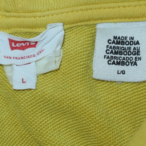 Levi's Womens Yellow Pullover Hoodie L Hooded Drawstring Sweatshirt