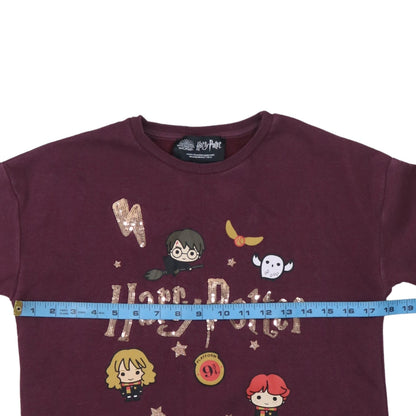 Back view of Primark girls’ red harry potter sequin graphic pullover sweatshirt 11-12 years