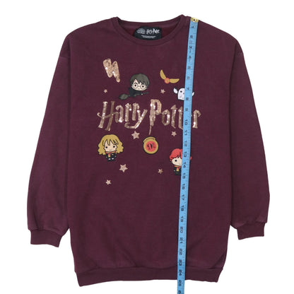 Close-up detail of Primark girls’ red harry potter sequin graphic pullover sweatshirt 11-12 years