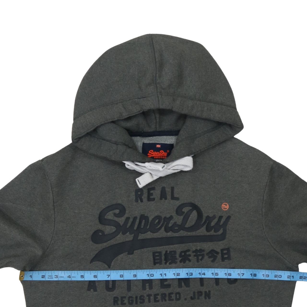 Superdry Men's Grey Pullover Hoodie S Fleece Logo Sweatshirt