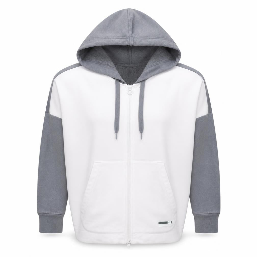 Adidas StellaSport Womens Grey White Full Zip Hoodie Size M