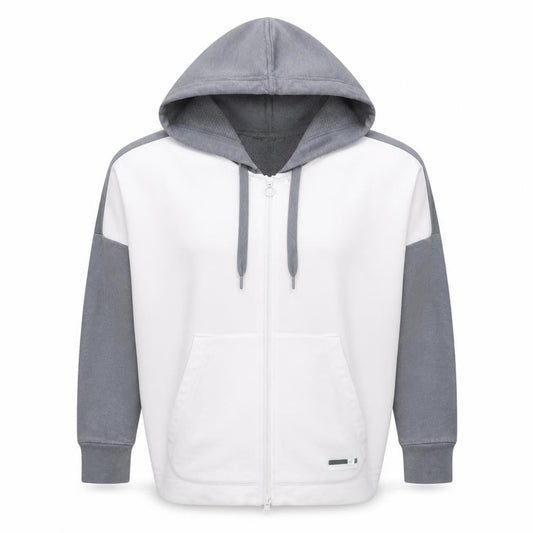 Adidas StellaSport Womens Grey White Full Zip Hoodie Size M