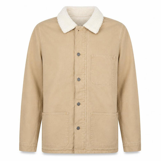 Primark Men's Beige Sherpa Lined Cotton Jacket Medium Casual