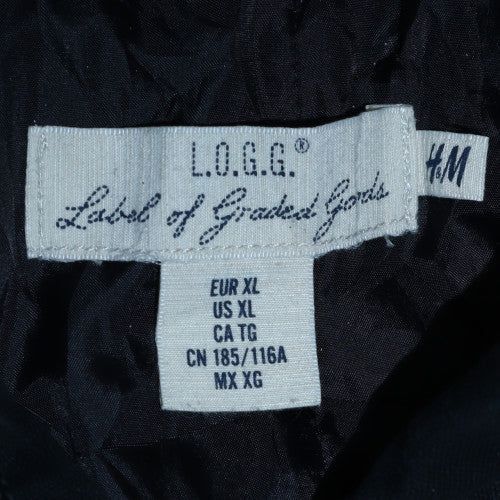 H&M L.O.G.G. Mens Black XL Hooded Lined Cotton Jacket