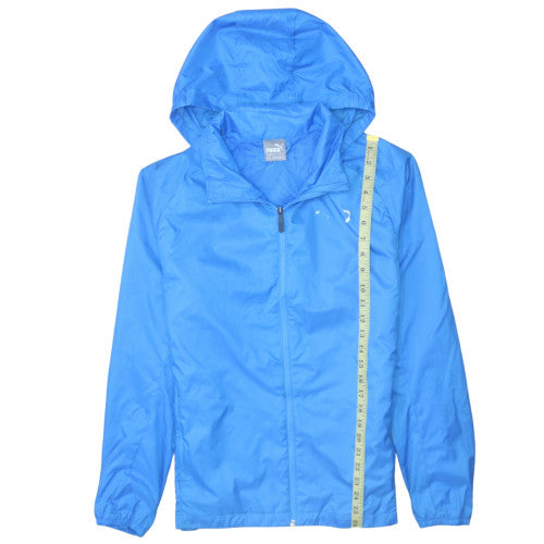 Puma Men's Blue Hooded Windbreaker Jacket Size S