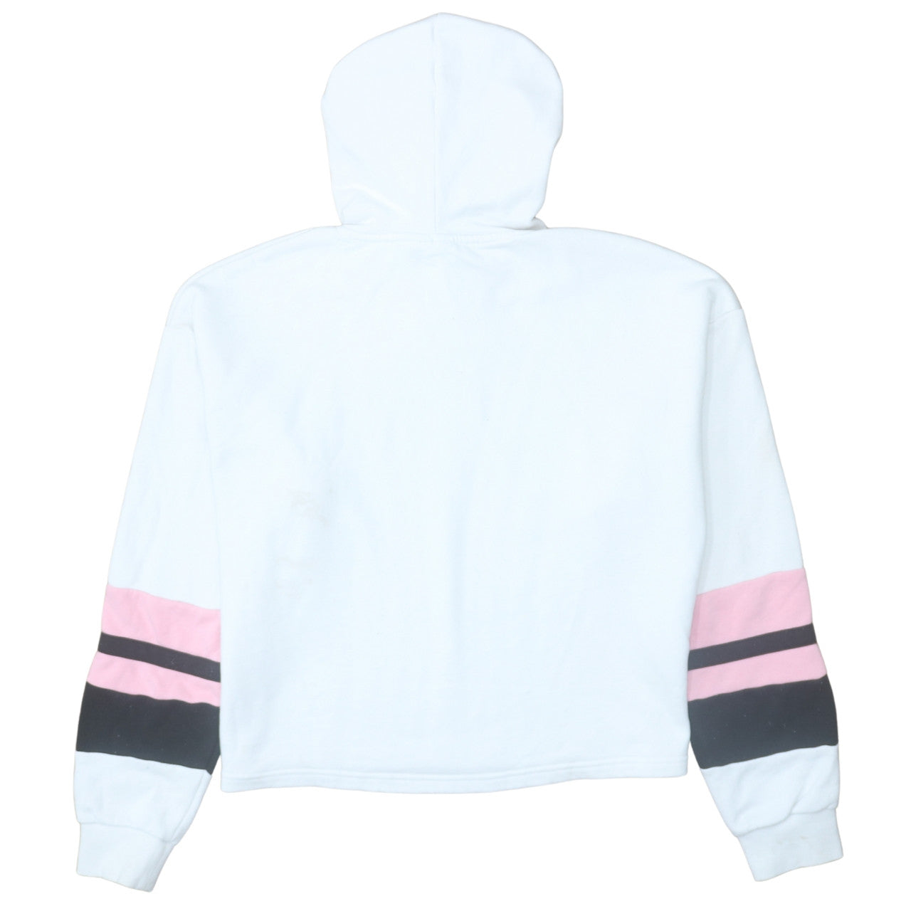 Fila Womens White Pink Stripe Cropped Hoodie XL Casual