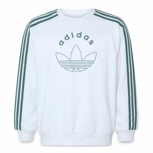 Adidas Boys White 13-14 Years Pullover Sweatshirt with Logo and Stripes