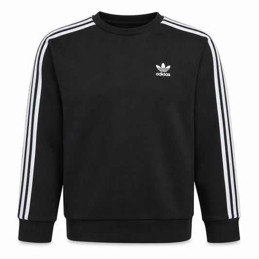 adidas Men's Black Crew Neck Sweatshirt L Logo Pullover