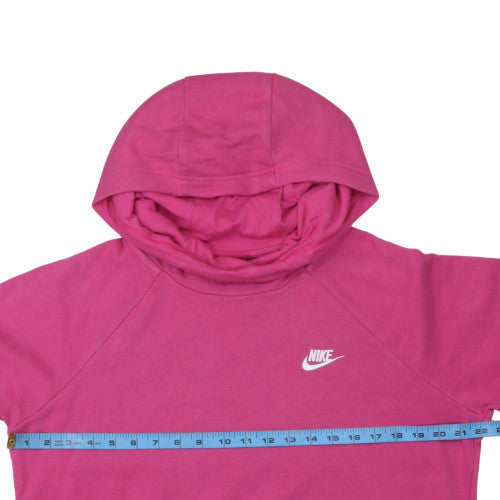 Nike Womens Pink Pullover Hoodie L Cotton Blend Sweatshirt