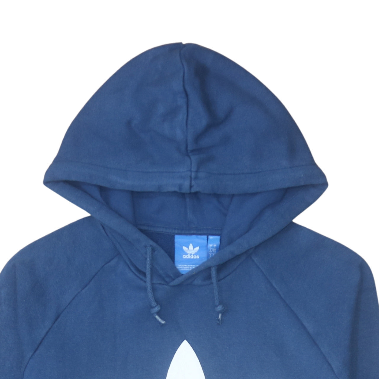 adidas Men Blue Pullover Hoodie L Graphic Logo Fleece Sweatshirt