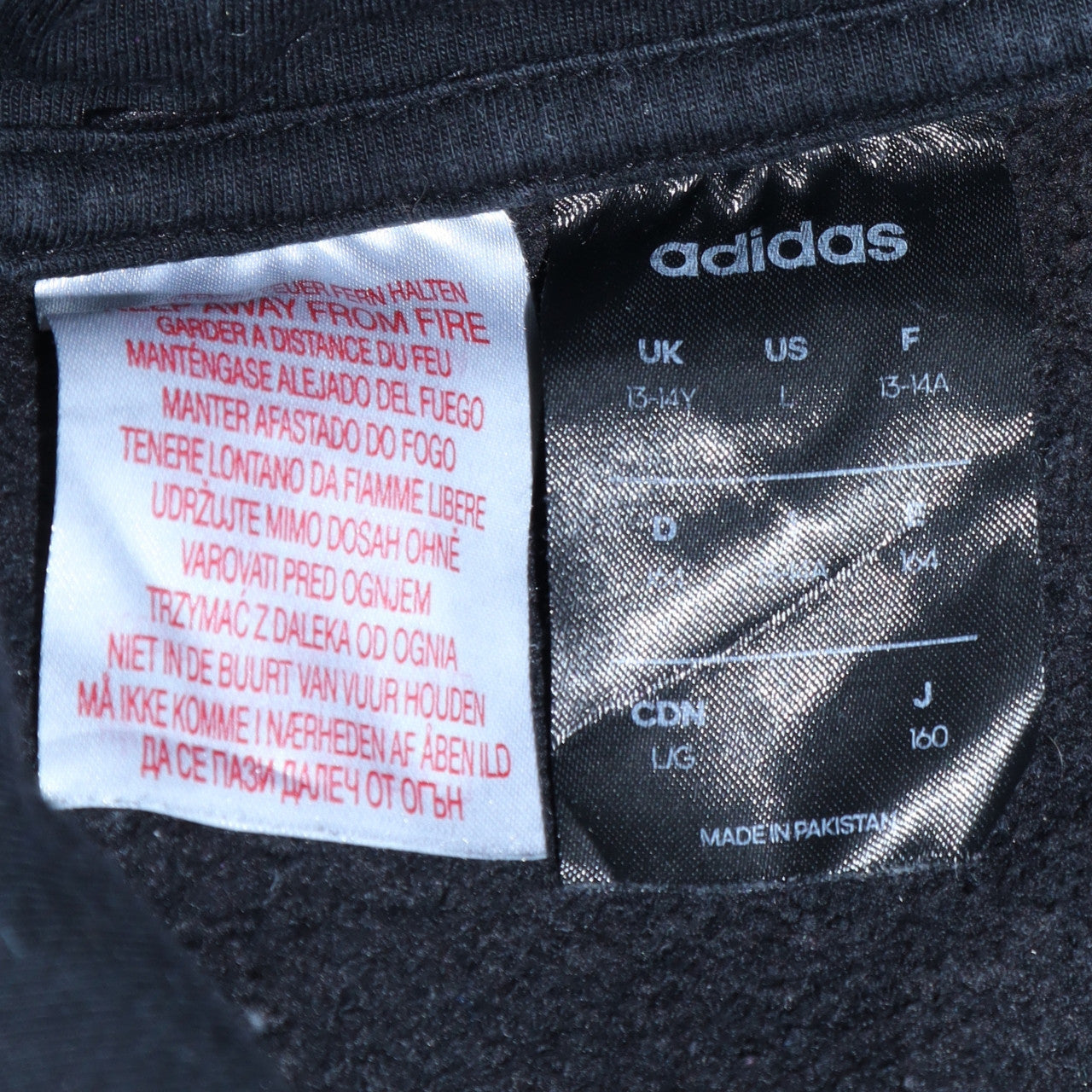 adidas Boys Black Pullover Hoodie 13-14 Years Fleece Sports Sweatshirt