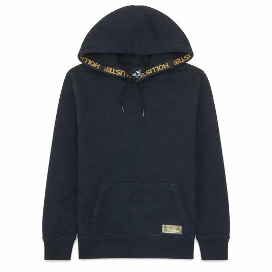 Hollister Men's Black XS Pullover Fleece Hoodie with Logo Trim