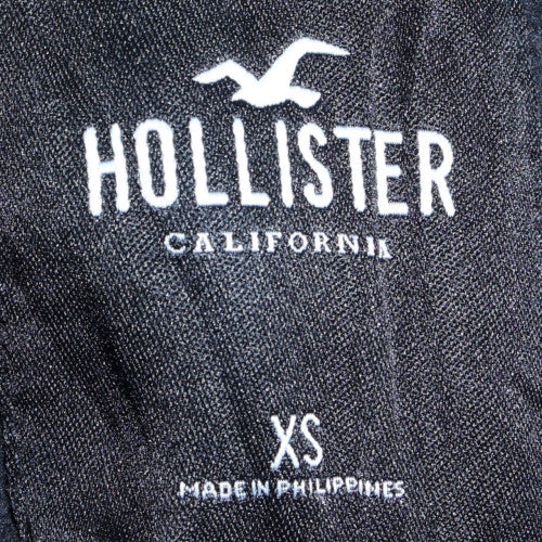 Hollister Men's Black XS Pullover Fleece Hoodie with Logo Trim