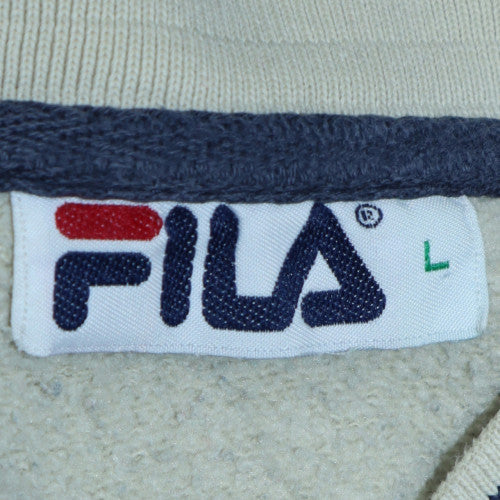 FILA Men's White Retro V-Neck Logo Pullover Sweatshirt L
