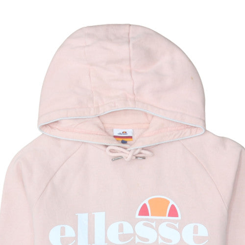Ellesse Womens Pink Pullover Hoodie Medium Logo Hooded Sweatshirt