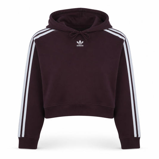 Adidas Womens Burgundy Cropped Hoodie Size 8 Cotton Blend
