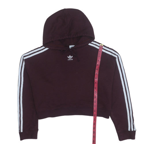 Adidas Womens Burgundy Cropped Hoodie Size 8 Cotton Blend