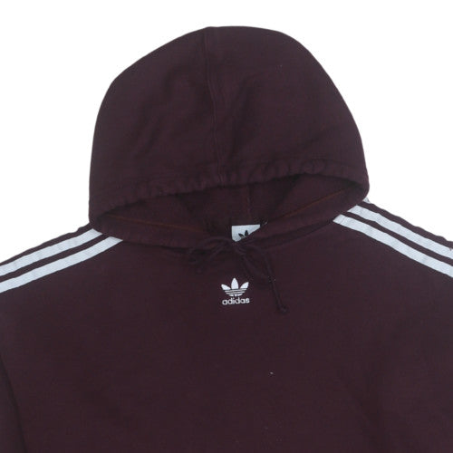 Adidas Womens Burgundy Cropped Hoodie Size 8 Cotton Blend