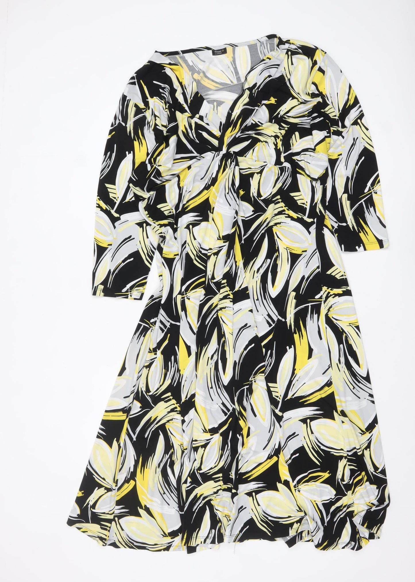 Happy D. by Damart Women’s Multicoloured Fit & Flare V-Neck Jersey Dress Size 24