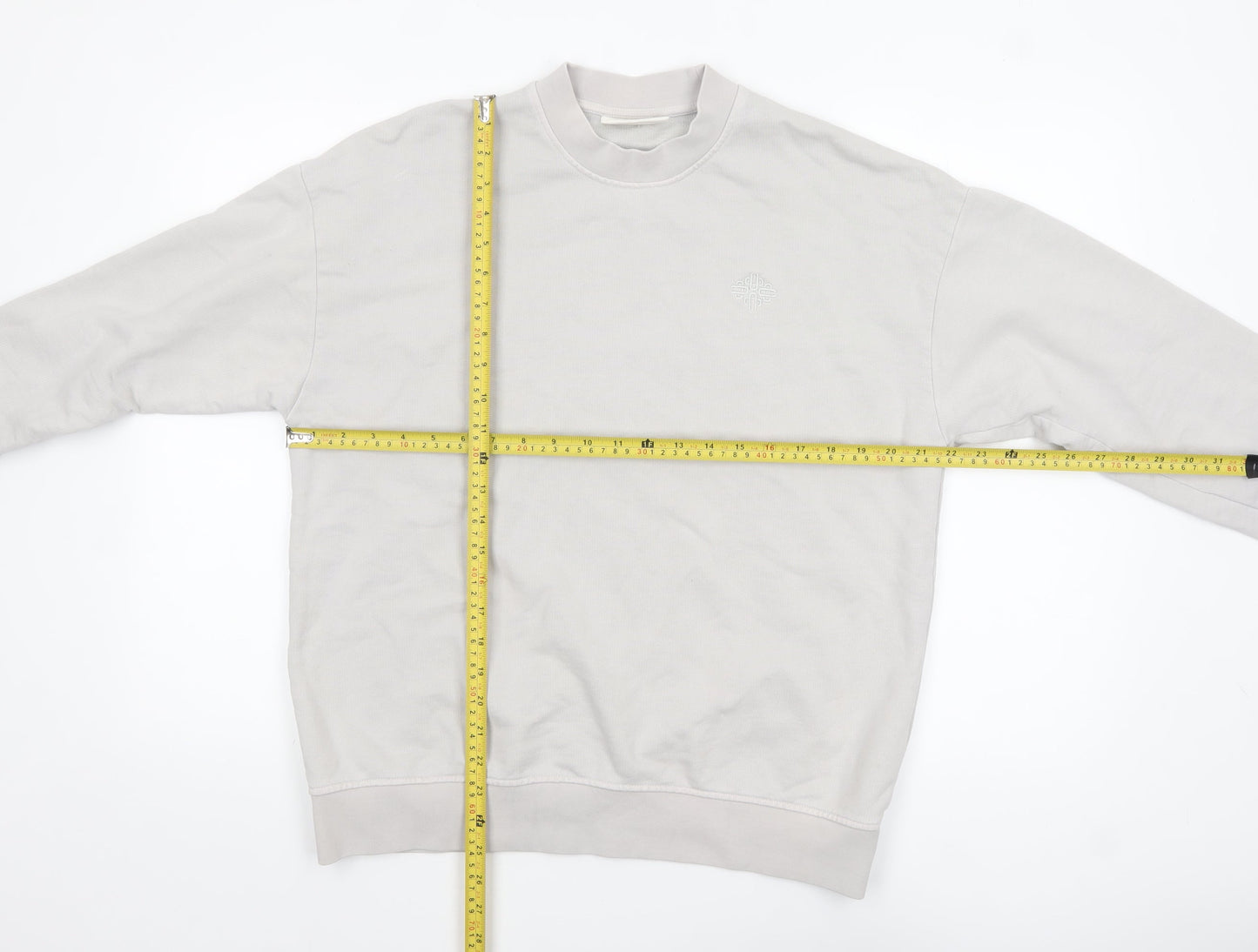 The Couture Club Women Beige Cotton Crew Neck Pullover Sweatshirt UK 6