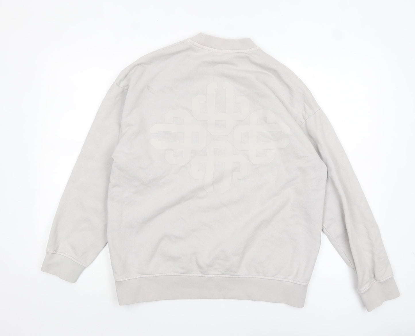 The Couture Club Women Beige Cotton Crew Neck Pullover Sweatshirt UK 6
