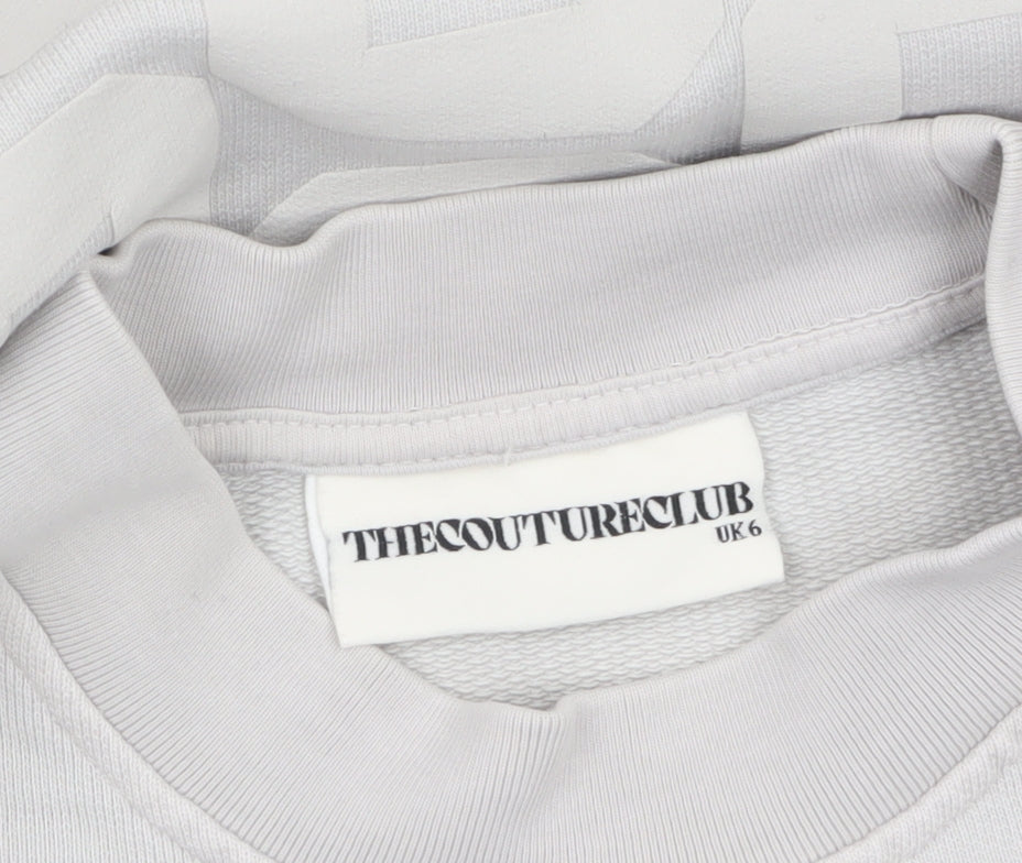 The Couture Club Women Beige Cotton Crew Neck Pullover Sweatshirt UK 6