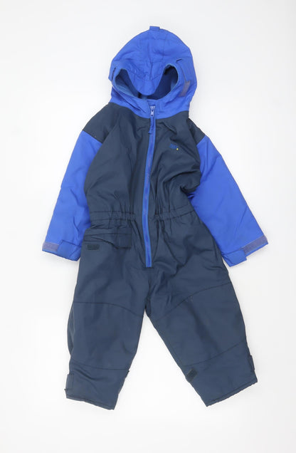 Additional front view of Togz by PlayTogs boys’ blue waterproof hooded snowsuit 2 years