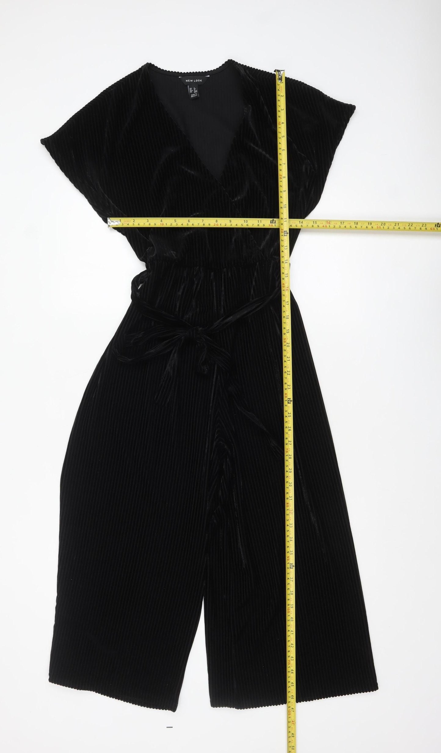 New Look Women Black Velvet Wide-Leg Jumpsuit Size 8