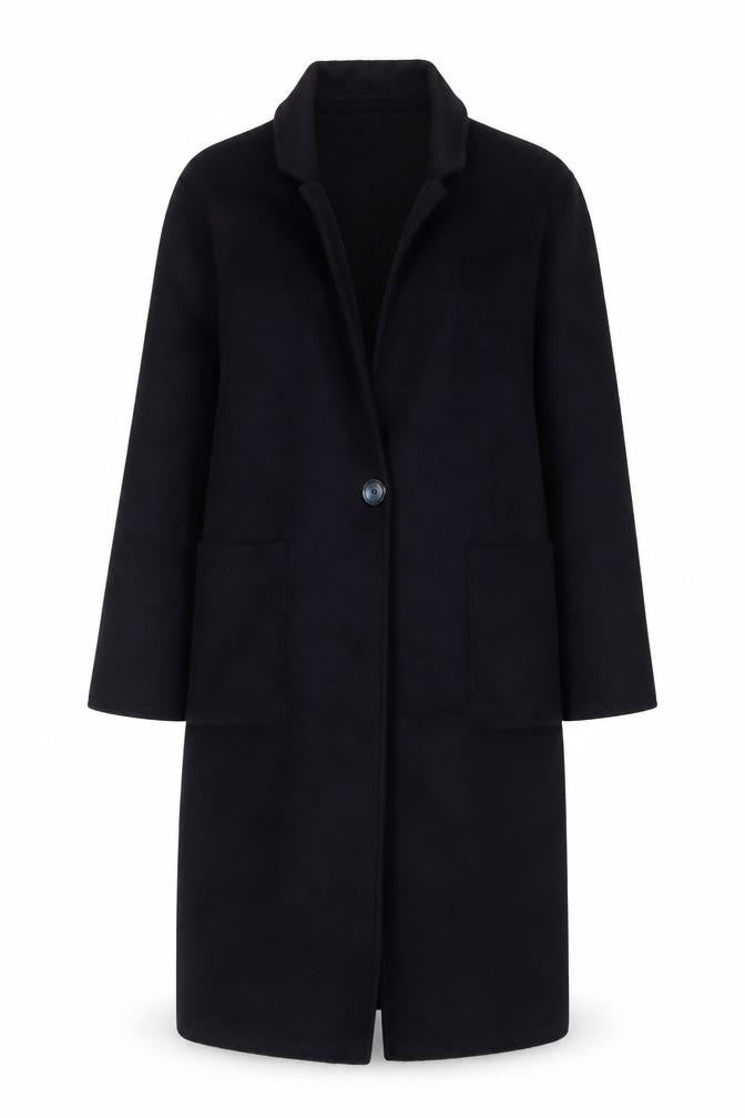 KLEY Women's Black Long Wool Blend Overcoat Size L