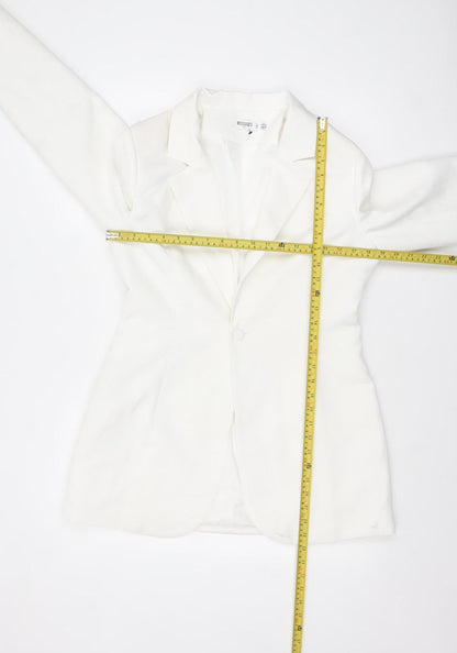 Back view of Missguided Women’s Ivory Tall One-Button Blazer UK 12