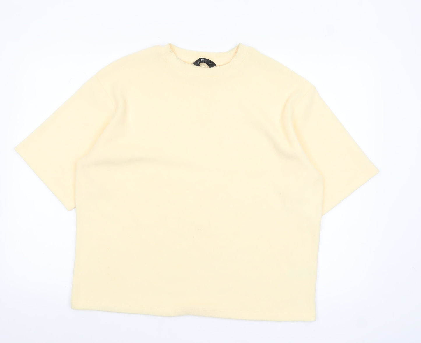 F&F Women’s Beige Short Sleeve Crew Neck Pullover Jumper Size M
