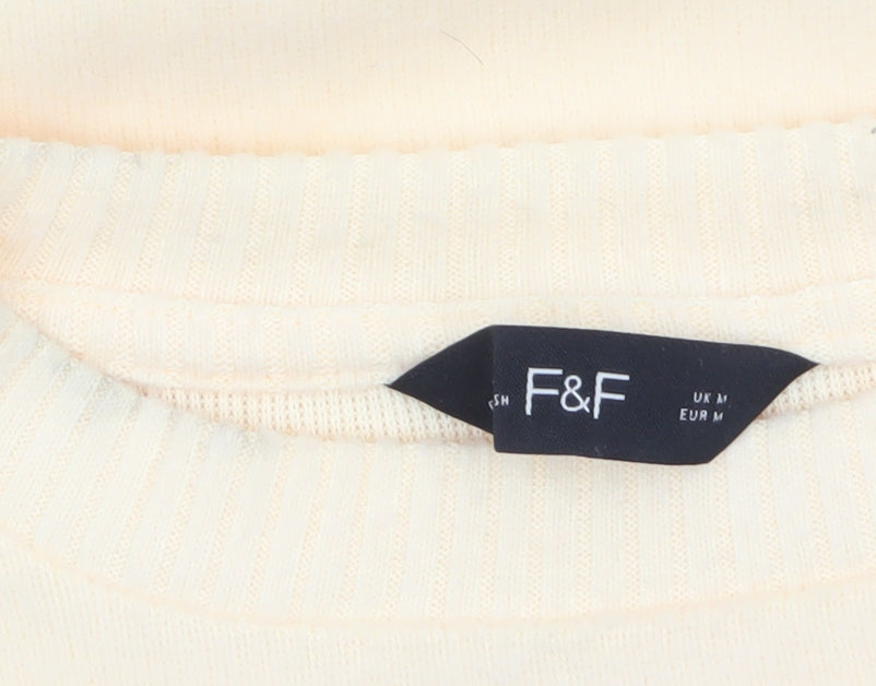 F&F Women’s Beige Short Sleeve Crew Neck Pullover Jumper Size M