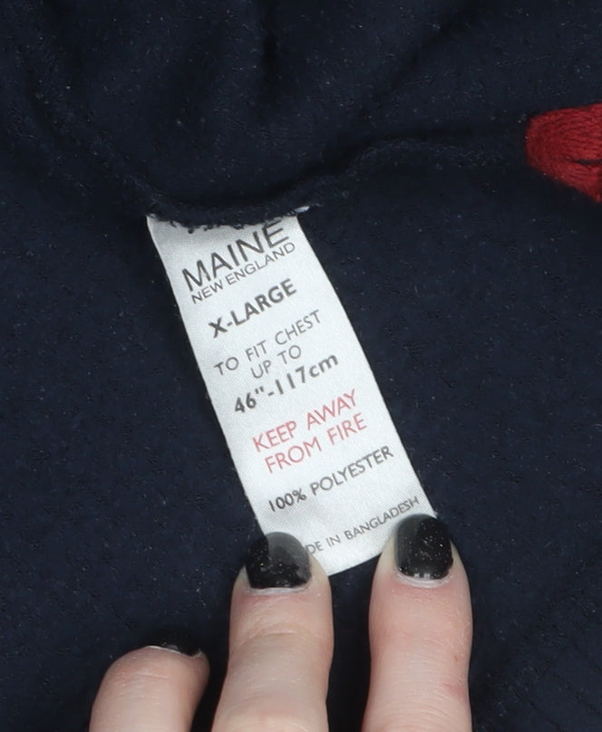 Maine New England Men's Blue V-Neck Fleece Sweatshirt XL