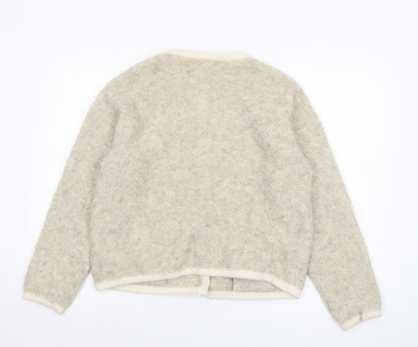 Charlior Women Beige Knit Button Front Long Sleeve Cardigan M/L