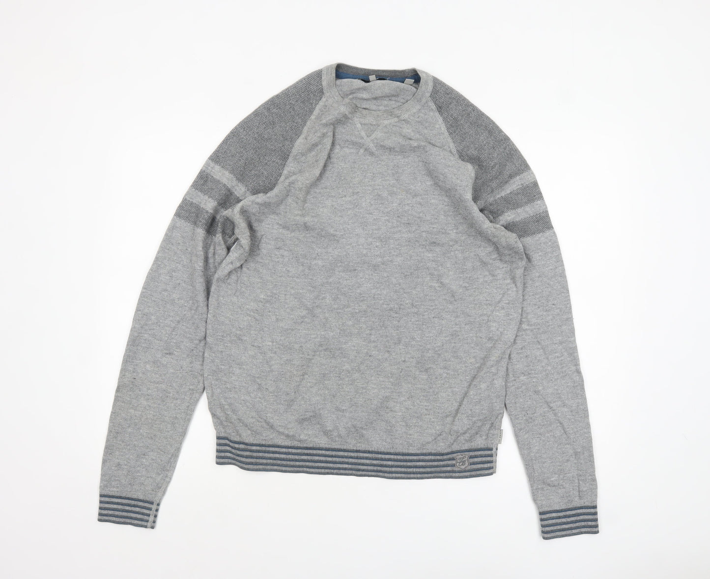 Ted Baker Men's Grey Cotton Wool Knit Pullover Jumper Size L
