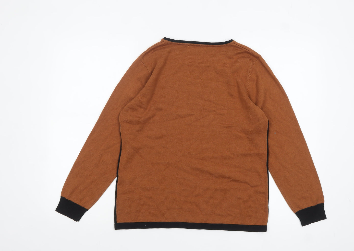 Alexara Women Brown Knit Long Sleeve Crew Neck Pullover Jumper S