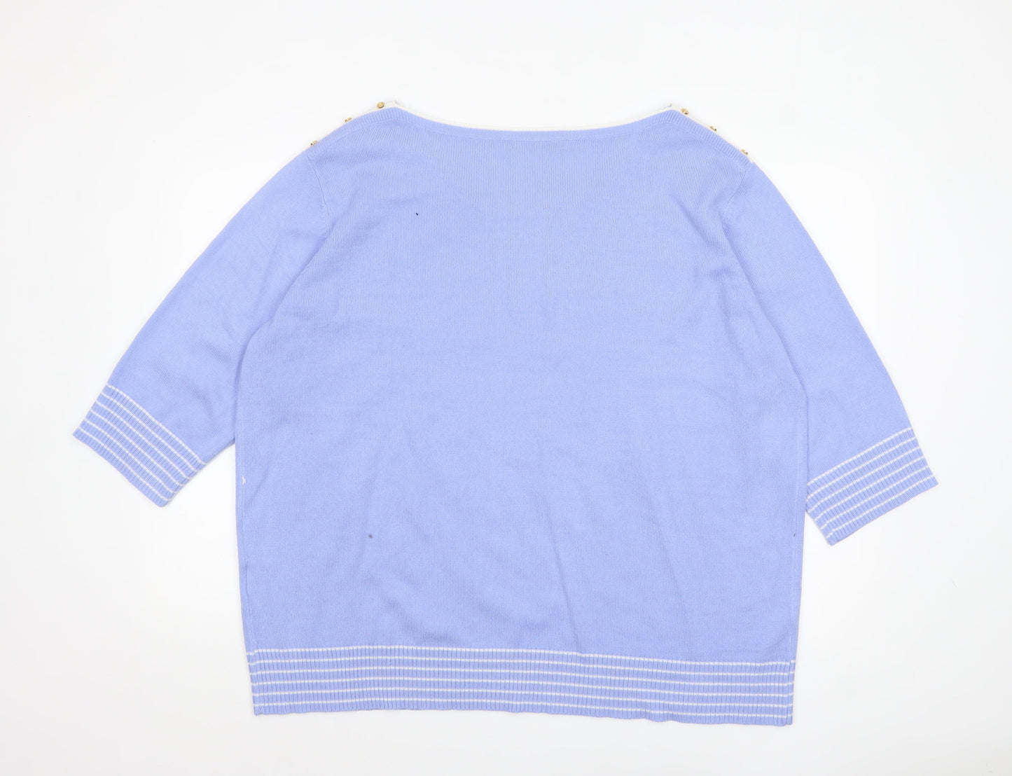 Cashmasoft Women Blue 2XL Boat Neck 3/4 Sleeve Knit Jumper