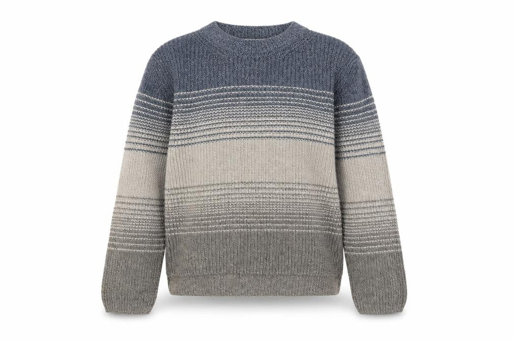 Celtic & Co Women's Blue Grey Striped Wool Cotton Jumper Size S
