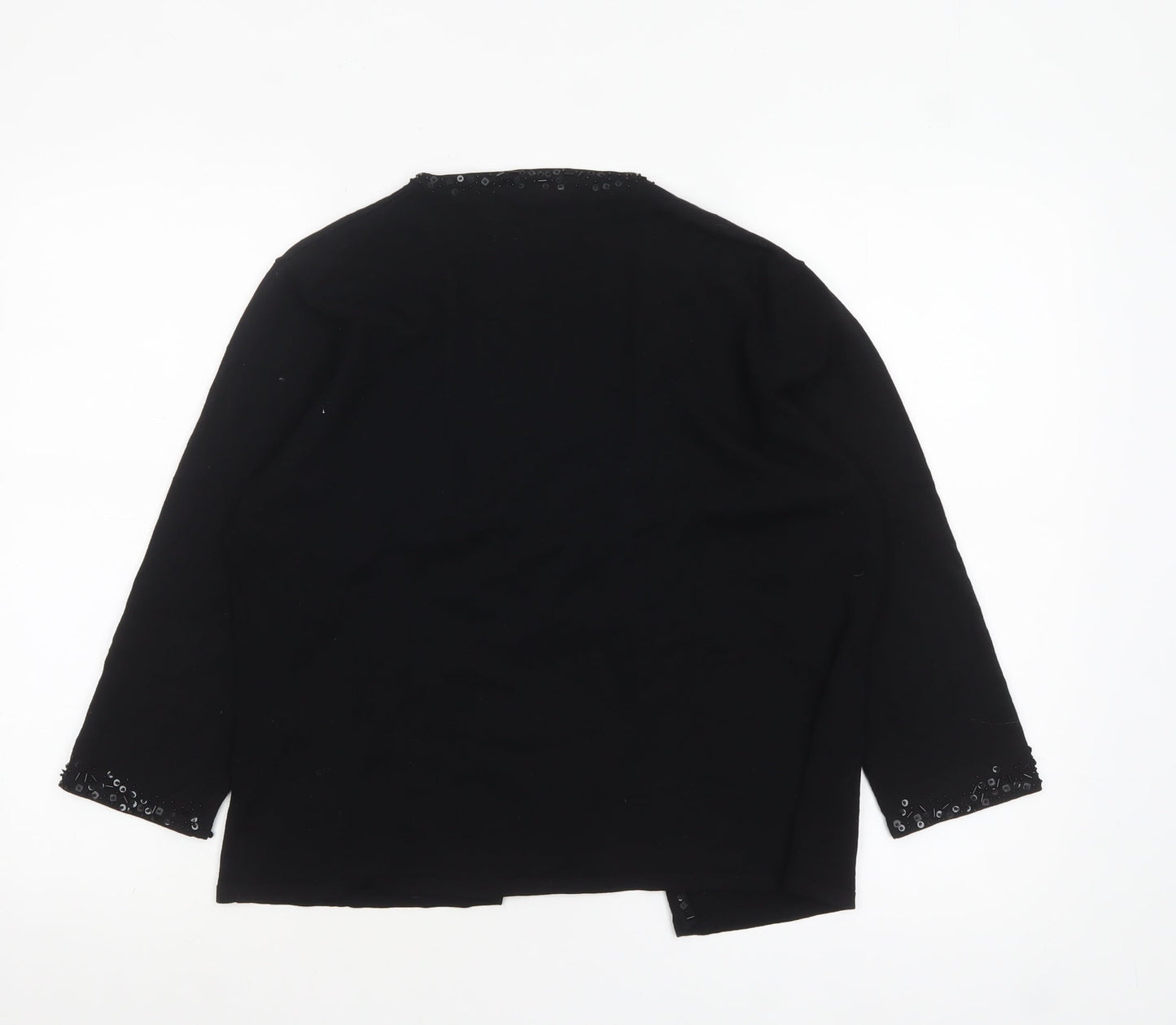 Planet Women’s Black Sequin Trim Cardigan L Viscose Nylon
