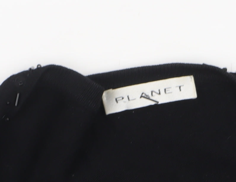 Planet Women’s Black Sequin Trim Cardigan L Viscose Nylon