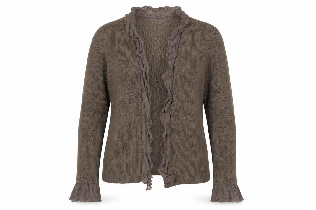 Marks & Spencer Per Una Women Brown M Ruffle Trim Cardigan