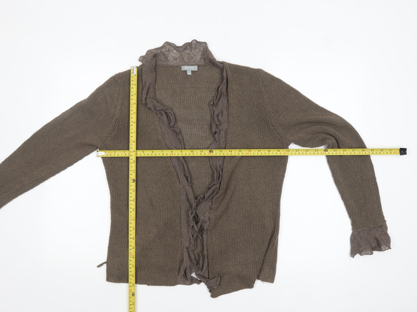 Marks and Spencer Per Una Women Brown M Ruffle Trim Cardigan