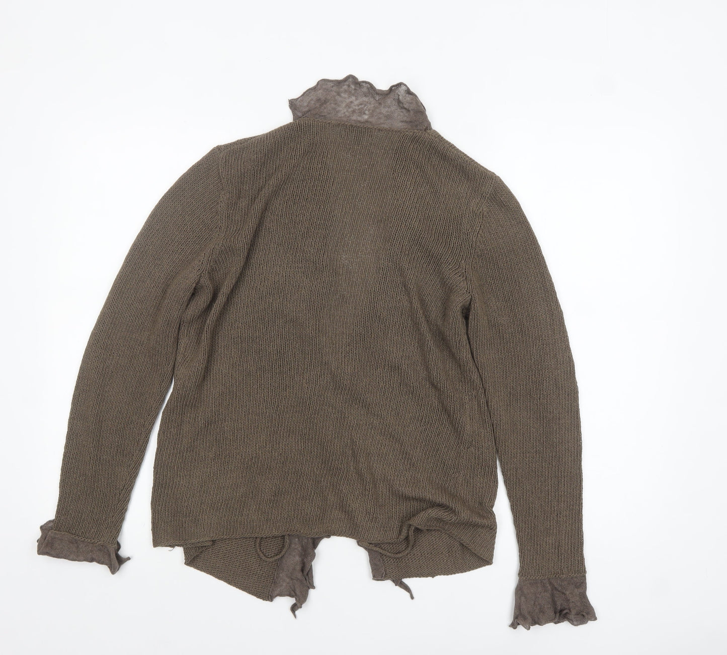 Marks and Spencer Per Una Women Brown M Ruffle Trim Cardigan