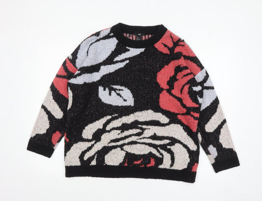 H&M Women’s Multicoloured Floral Knit Jumper Size 10