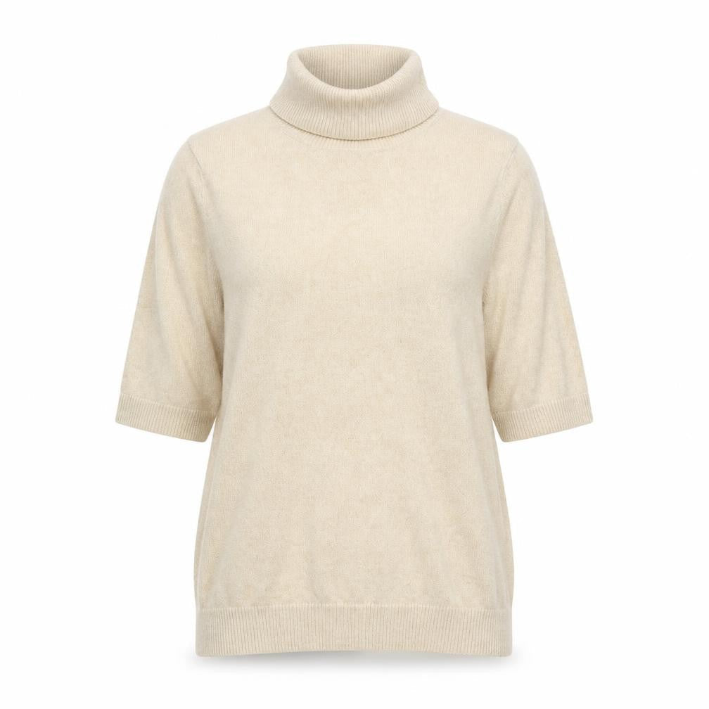 Marks & Spencer Womens Beige Glitter Roll Neck Short Sleeve Jumper XS