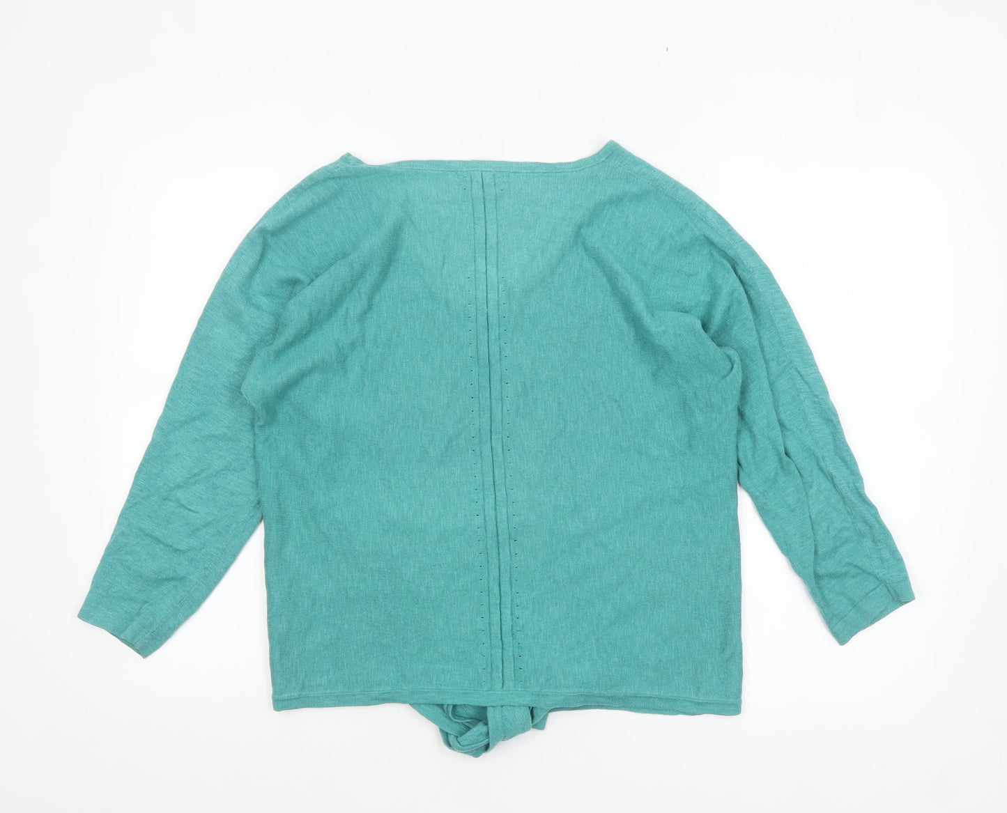 White Stuff Women's Green Linen Cotton Tie Hem Jumper UK 12