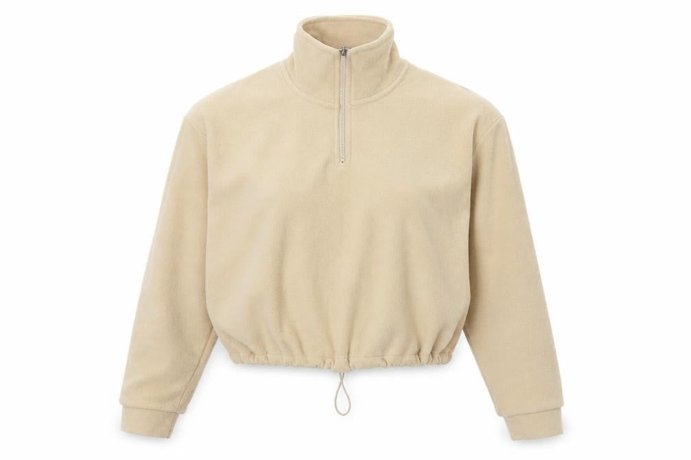 Brave Soul Women’s Beige Fleece 1/4 Zip Pullover Sweatshirt Size S