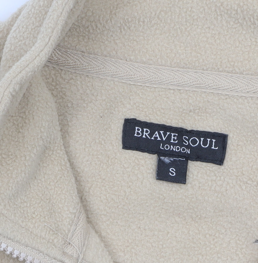 Brave Soul Women’s Beige Fleece 1/4 Zip Pullover Sweatshirt Size S