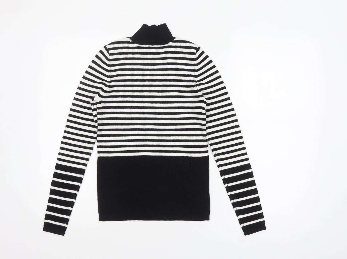 F&F Women’s Black & White Striped Roll Neck Jumper XS