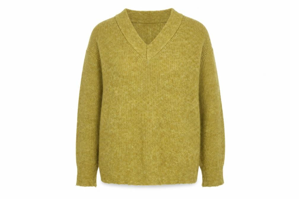 Marks & Spencer Women's Green V-Neck Knit Jumper Size 14